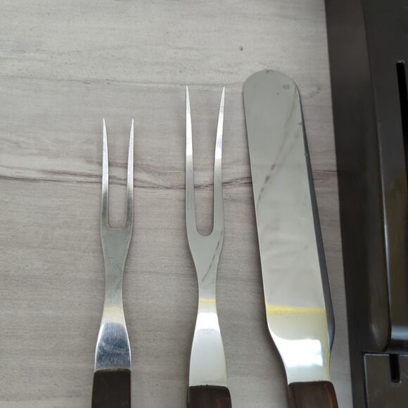 Vintage CUTCO 3 Piece Set 1026 1027 1028 With Bakelite Wall Rack Mount USA Made - Picture 2 of 14